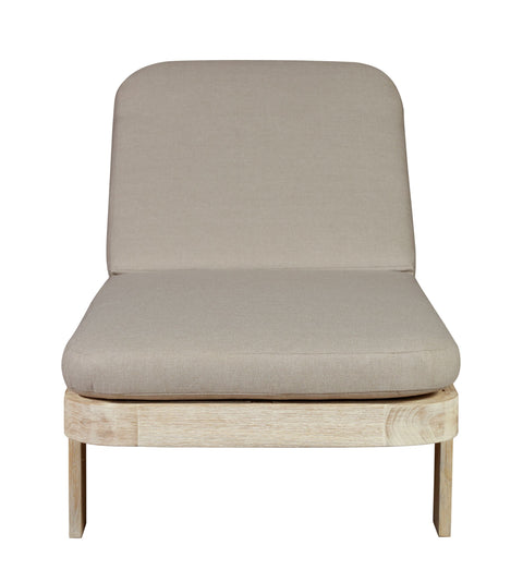 Eclipse Outdoor Solid Teak Wood Natural Look Sun Lounger  - Grey Fabric