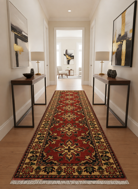 Terkaman Tribal Afghan Oriental Rug, size 2' 9" x 9' 5"  (Q)