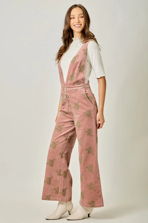 Embroidered Corduroy Jumpsuit - Washed Rose