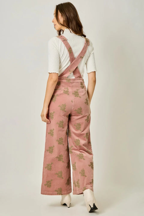 Embroidered Corduroy Jumpsuit - Washed Rose