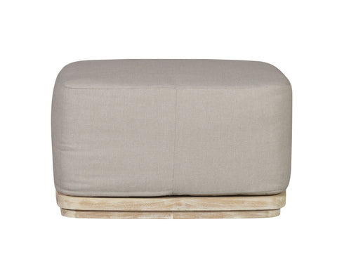 Eclipse Outdoor Solid Teak Wood Ottoman Natural Look - Gray Fabric