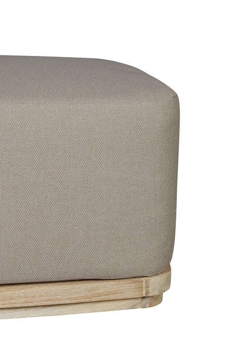 Eclipse Outdoor Solid Teak Wood Ottoman Natural Look - Gray Fabric