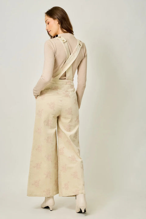 Embroidered Corduroy Jumpsuit - Washed Almond