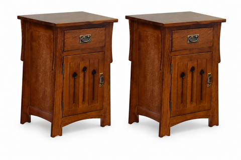 Mission Style Solid Quarter Sawn Oak Keyhole Nightstand