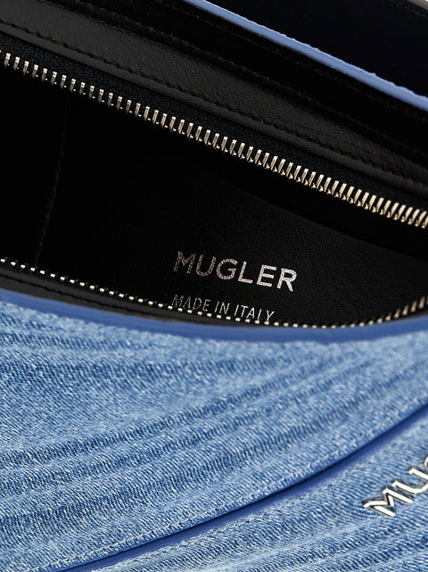 Mugler Medium Denim Spiral Curve 01 Shoulder Bag