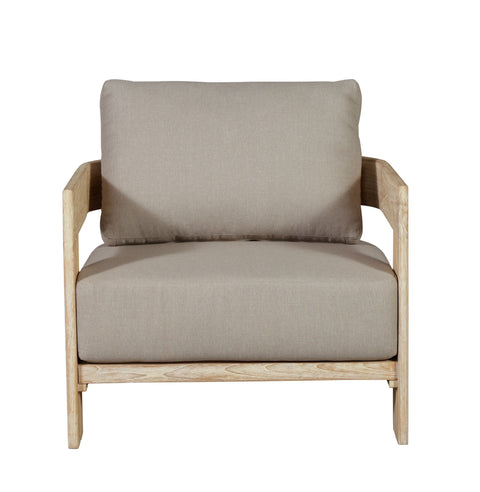 Paradiso Outdoor Solid Teak Wood Chair Natural Look - Gray Fabric