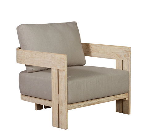 Paradiso Outdoor Solid Teak Wood Chair Natural Look - Gray Fabric
