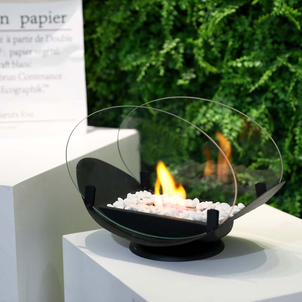 24.5 cm High Portable Tabletop Fireplace | Ventless Bio-Ethanol Fire Pit for Indoor & Outdoor Use | Elegant Decorative Flame