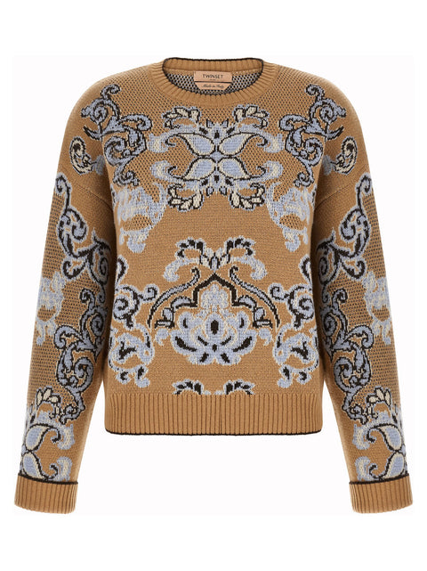 Twin Set Jacquard Wool Blend Sweater