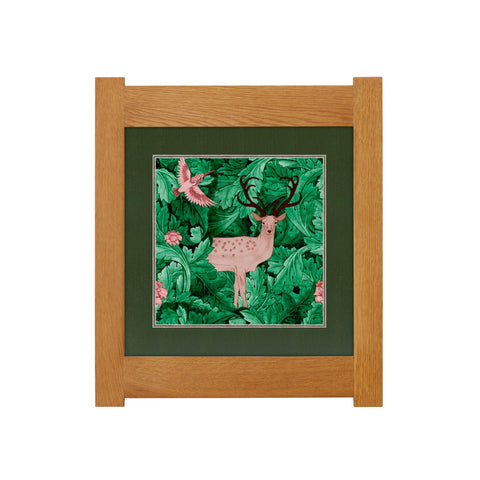 Arts & Crafts Mission Oak Framed Art with Woodland Harmony