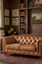 Century Chesterfield Love Seat - Light Brown Leather