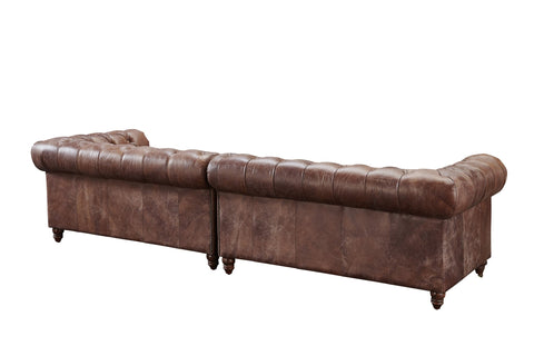 Century Chesterfield Sofa - Bark Brown Leather - 118"