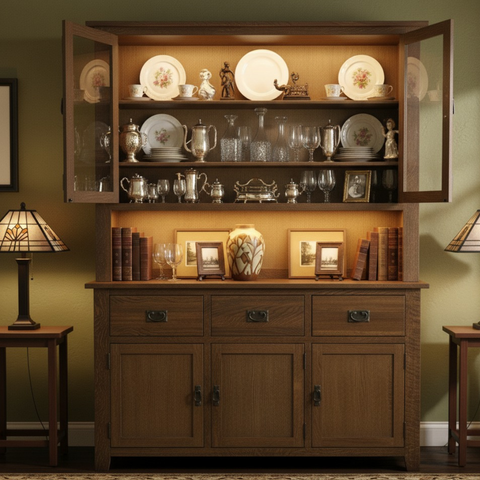Mission 6 Door & 6 Drawer China Cabinet - Walnut - 59"
