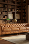 Century Chesterfield Sofa - Light Brown Leather - 118"