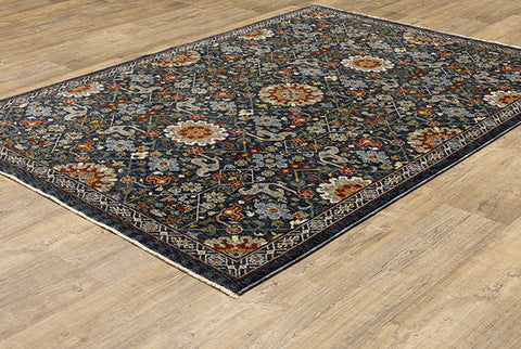 Medalia Area Rug - Navy Blue / Burnt Red / Orange 7 Sizes