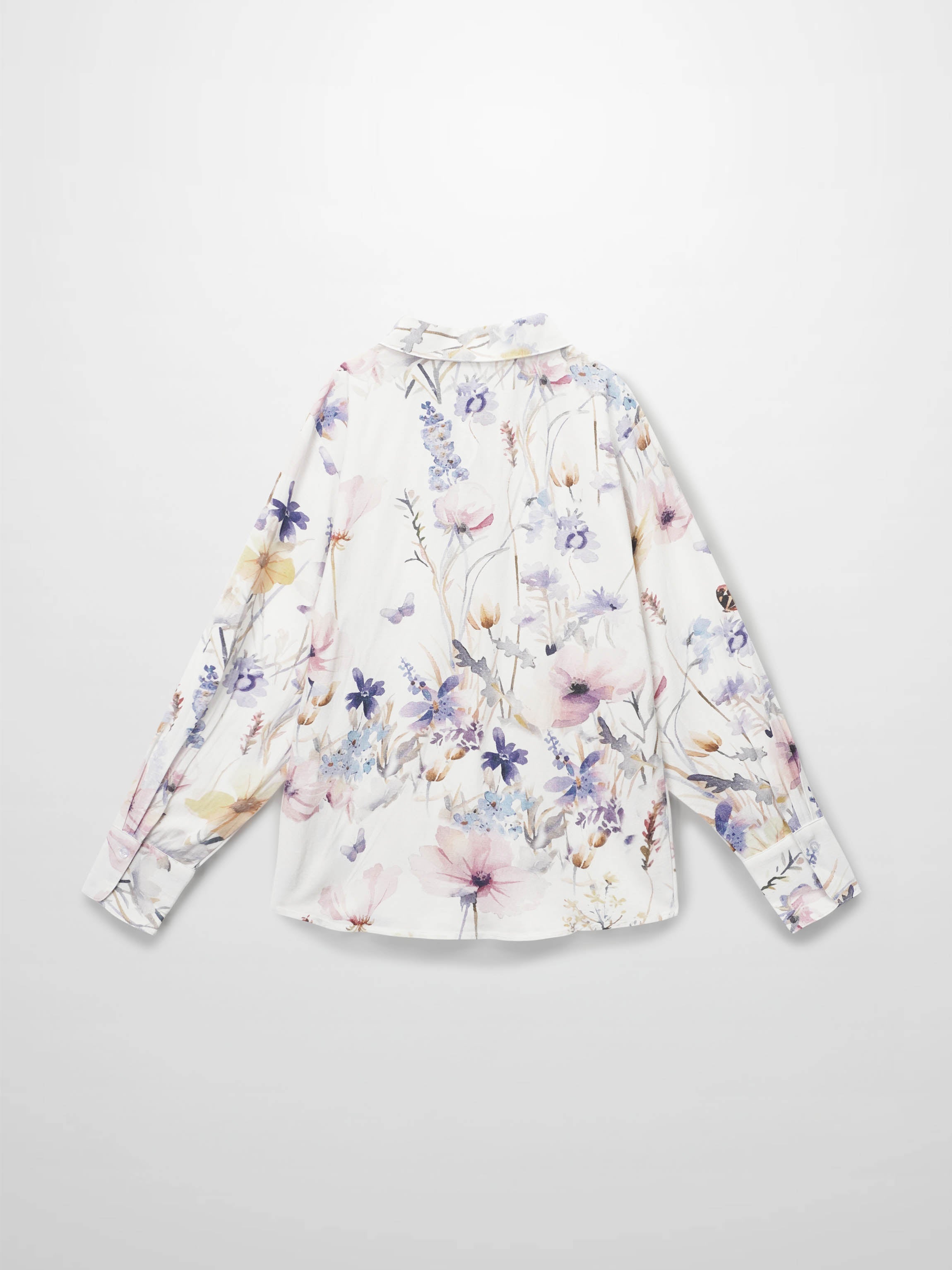 Printed Linen Blend Blouse-Scattered Flowers