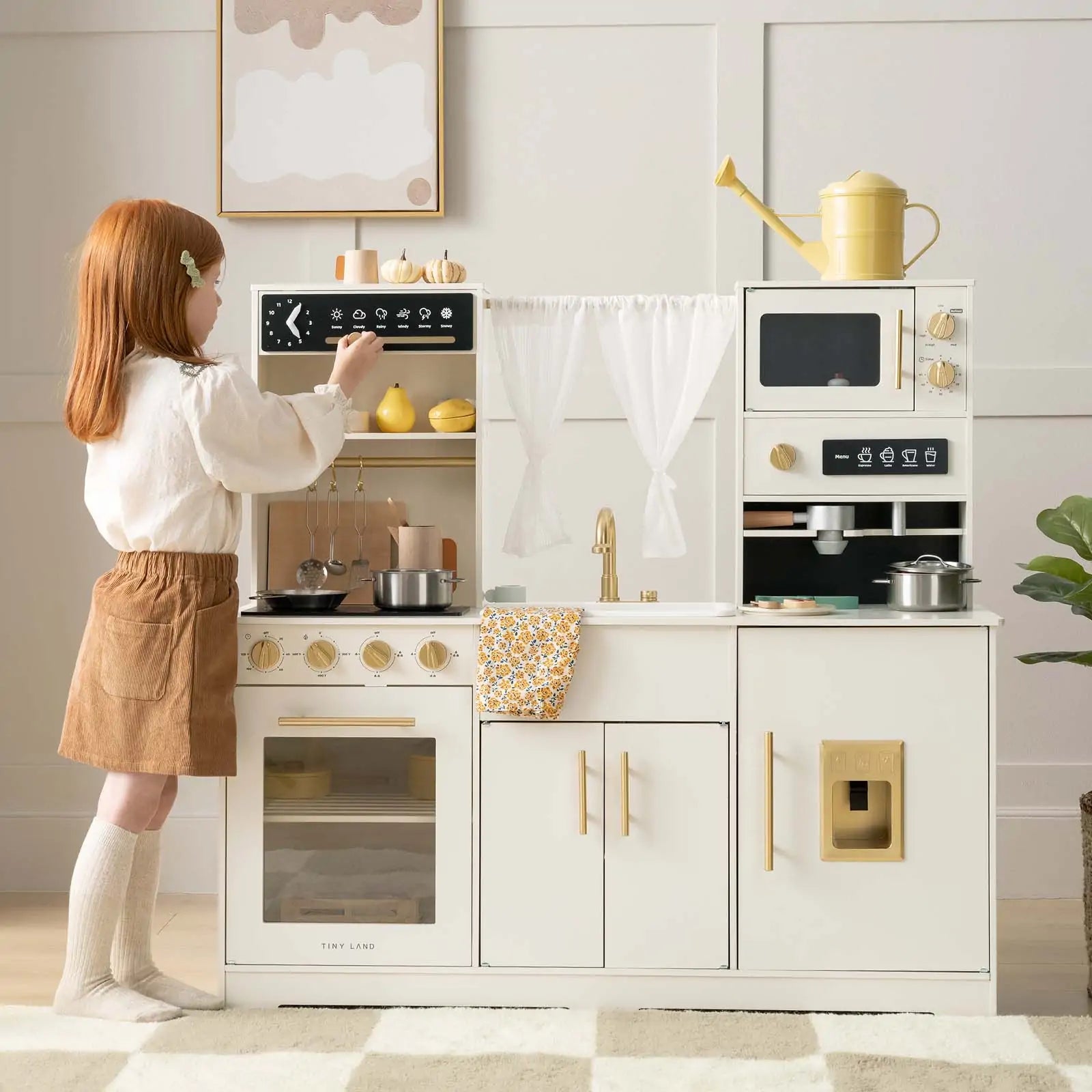 Tiny Land® Play Kitchen with Running Water - Iconic Aqua Kitchen in Cream
