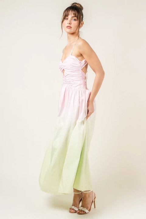 Ombre Wrinkled Maxi Dress for Women