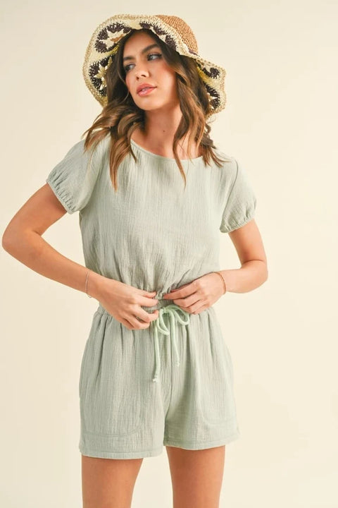 Cotton Gauze Short Set - Mint