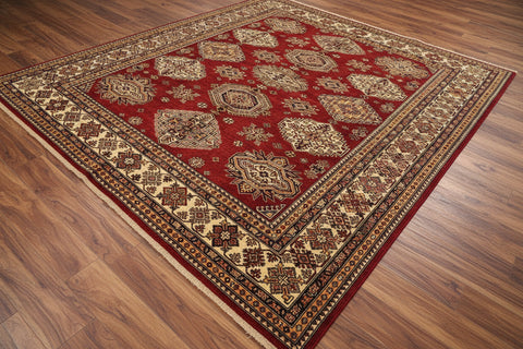 Hand-Knotted Vegetable Dye Kazak Rug from Pakistan, 8' 1" x 10' 2"