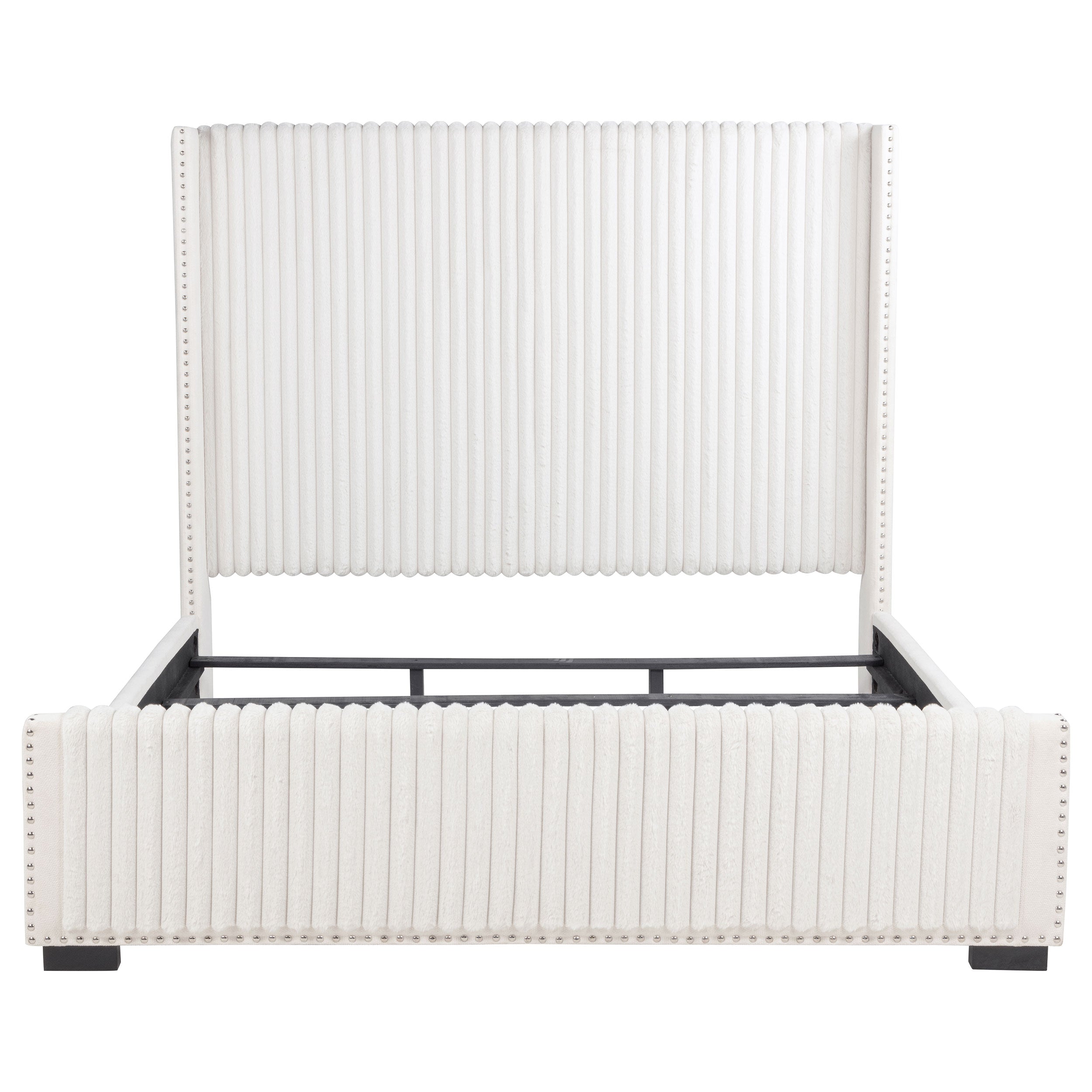 Natasha 65-inch Upholstered Eastern King Wingback Bed Cream
