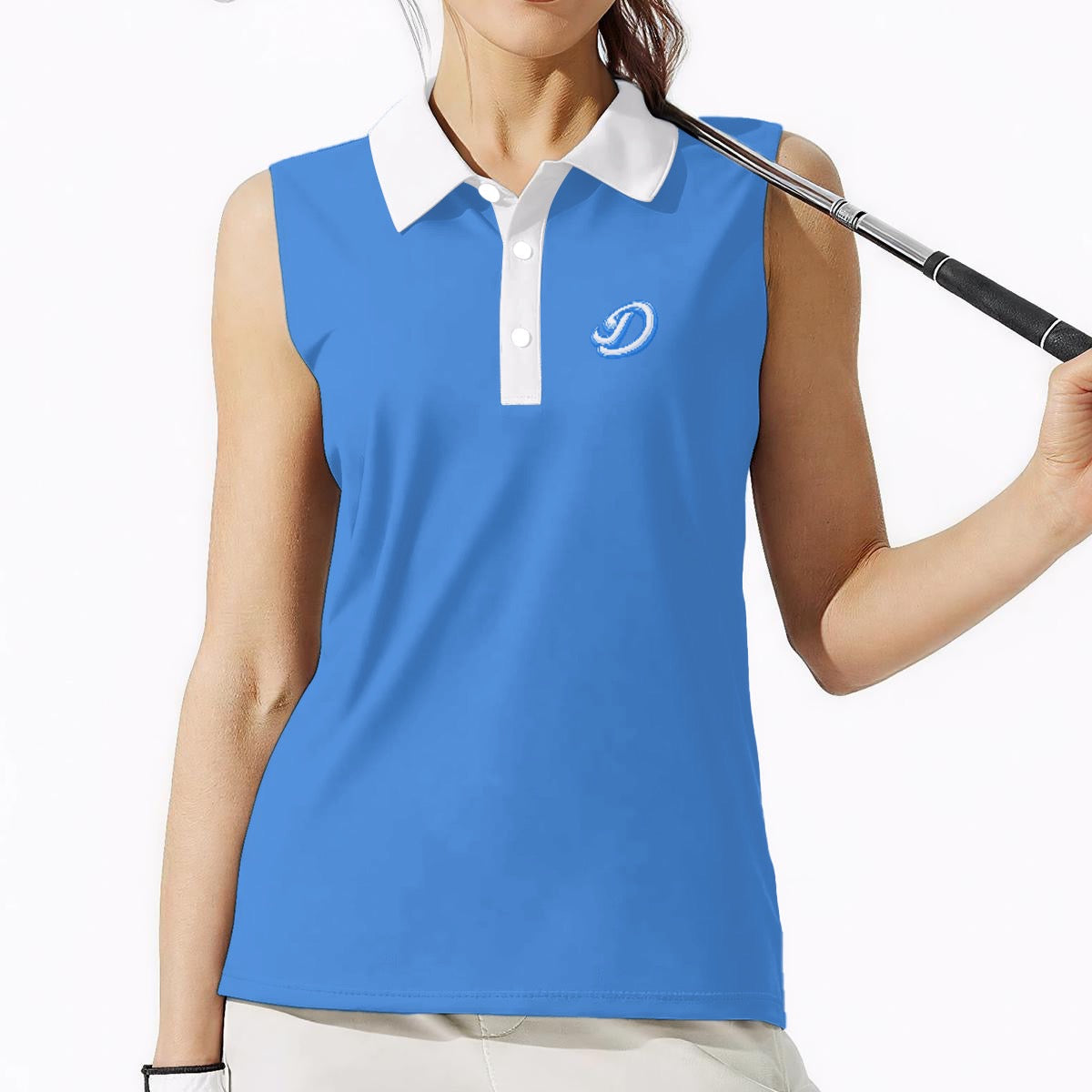 All-Over Print Women's High-Elastic Sleeveless Polo Shirt