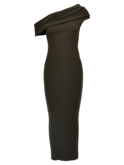 Courreges Twist Rib Knit Long Dress