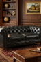 Century Chesterfield Love Seat - Slate Leather