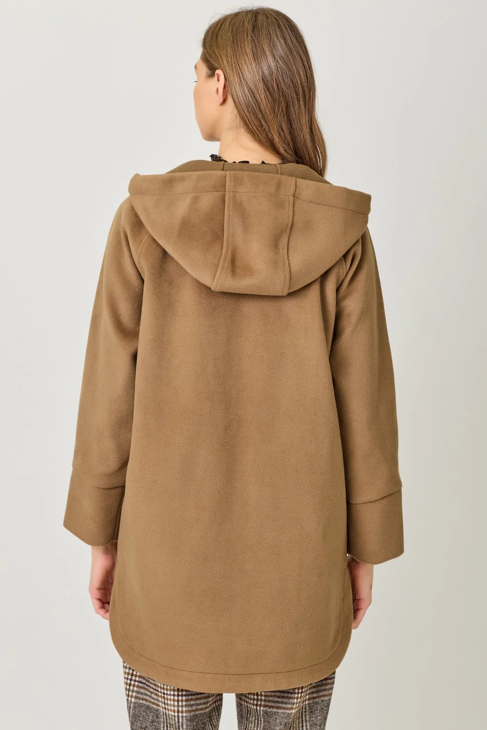 Hoodie Zip-Up Coat - Camel