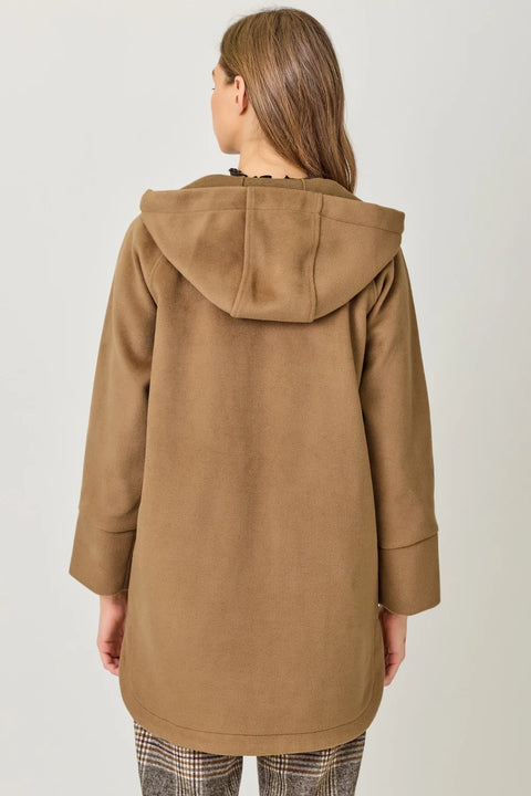 Hoodie Zip-Up Coat - Camel