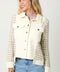 Houndstooth Sleeve Corduroy Jacket