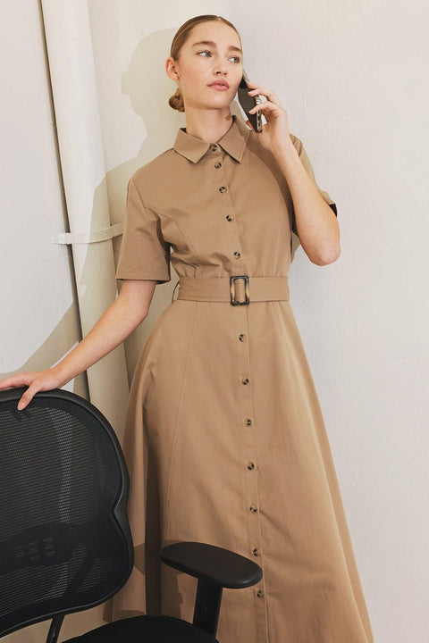 LUCKY ME WOVEN MIDI DRESS