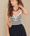 PARIS STRIPE CUTOUT MIDI DRESS