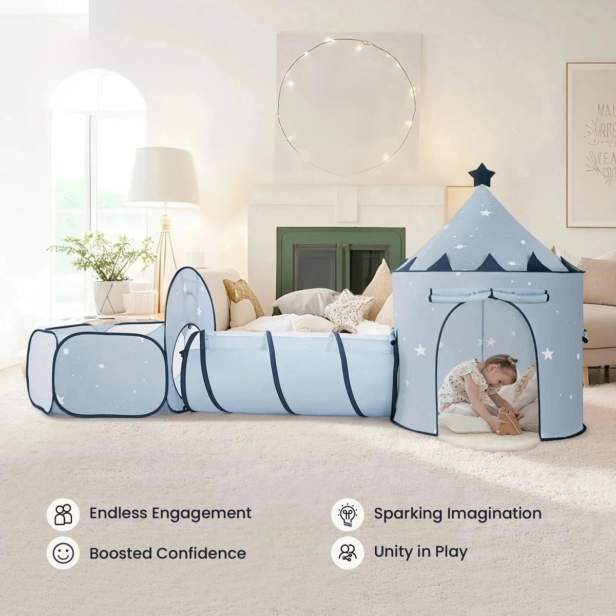 Tiny Land® Compact Adventure 3-in-1 Play Tunnel With no Balls
