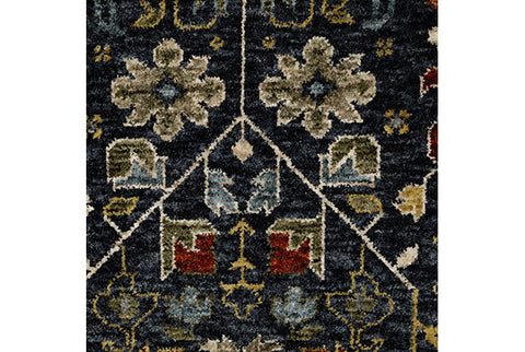 Medalia Area Rug - Navy Blue / Burnt Red / Orange 7 Sizes
