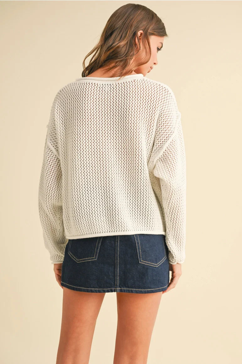 Flag Knitted Sweater Top IVORY