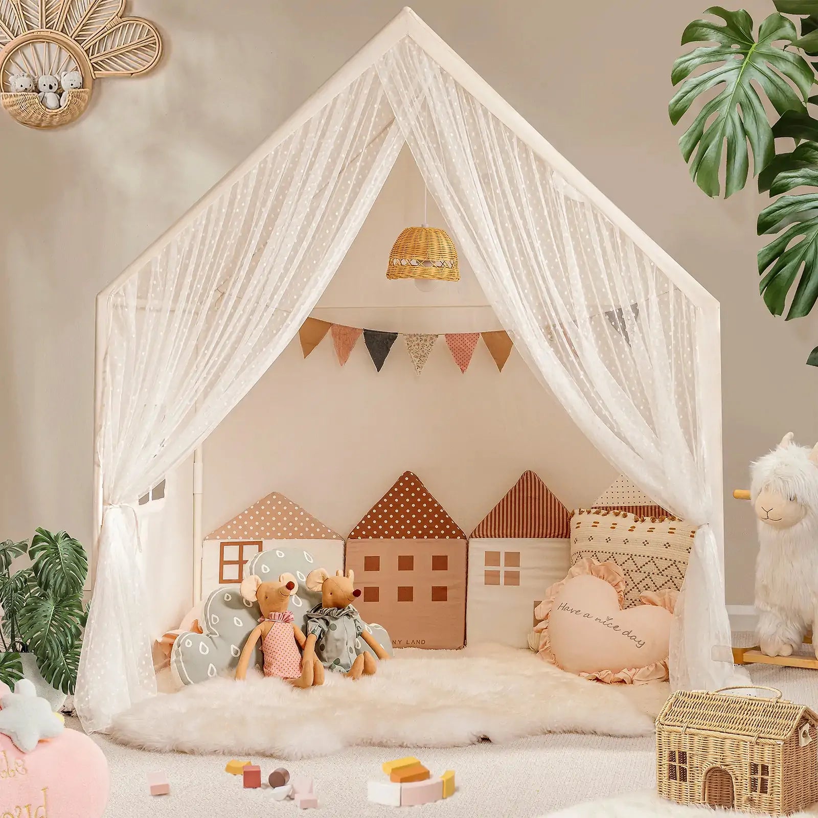 Tiny Land® Kids Tent – Large Cozy Tent with Star Lights