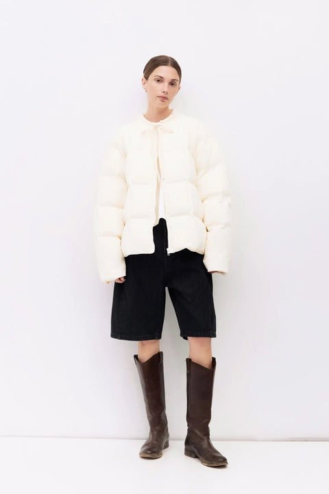 The Mila Jacket | Puffer Jacket with Neck Tie Detail
