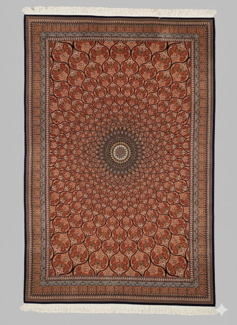 Exquisite 100% Silk Persian Design Rug – Elegant and Luxurious, size  7' x 10'