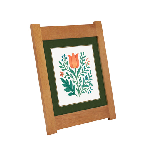 Arts & Crafts Mission Oak Framed Art with Floral Tree Michael's Cherry