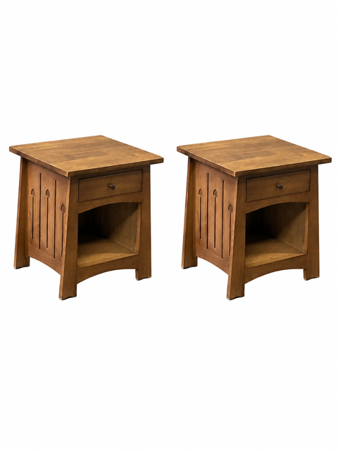 Mission Style Solid Quarter Sawn Oak Keyhole End Table