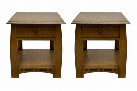 Mission Quarter Sawn White Oak 1 Drawer Inlay End Table - Walnut stain