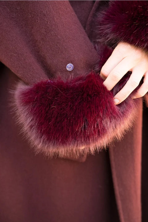 Wool-Blend Coat with Removable Faux-Fur Cuffs