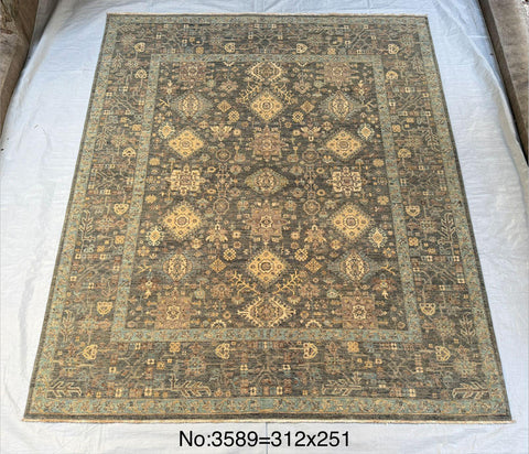Hand-Knotted Vegetable Dye Agra Rug from Pakistan, 8' 3" x 10' 6"
