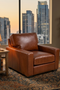 Claudette Top Grain Leather Arm Chair - Chestnut