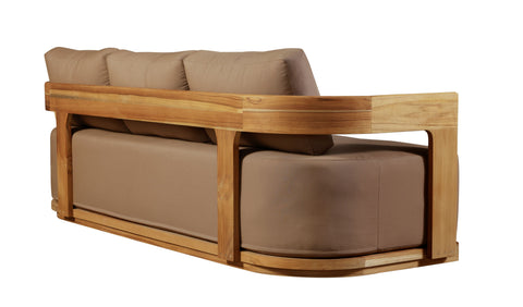 Eclipse Outdoor solid Teak Wood Sofa Set - light brown fabric