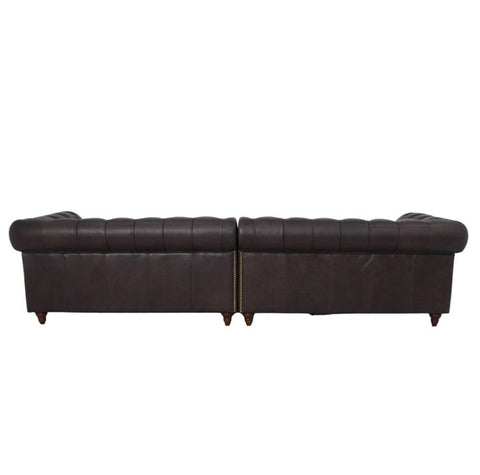 Belgravia Chesterfield Top Grain Leather Sofa with Tufted Back & Rolled Arms