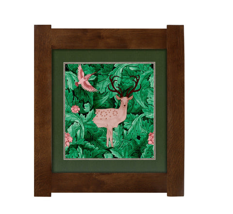 Arts & Crafts Mission oak Framed Art in Rich Botanical illustration