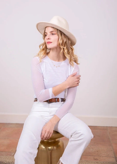 Florence Solid Double Sheer Stretch Top