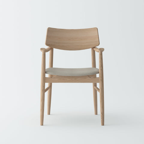Isabella Mid Century Dining Arm chair - Solid Oak Wood and Fabric seat